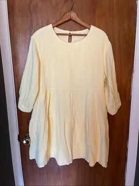 Pale Yellow Gauze Babydoll Dress